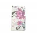 Pochette pour Wiko Darkmoon fleurs roses + film protection écran