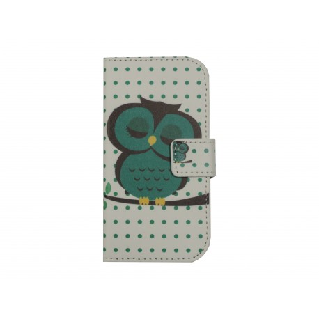 Pochette pour Wiko Cink Peax 1-2 hibou vert+ film protection écran