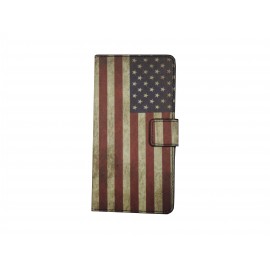 Pochette pour Sony Xperia E3 drapeau USA/Etats-Unis+ film protection écran