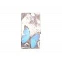 Pochette pour Wiko Sunset papillon bleu + film protection écran