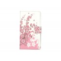 Pochette simili-cuir pour Nokia Lumia 630 petites fleurs roses  + film protection écran