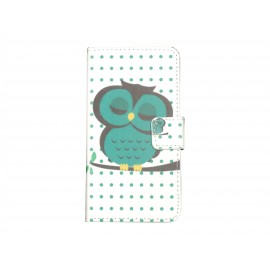 Pochette pour Samsung Galaxy Core 4G hibou vert émeraude + film protection écran offert