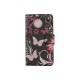 Pochette pour Samsung Galaxy Ace 4 noire papillons roses + film protection écran