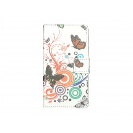 Pochette pour Samsung A3 papillons multicolores + film protection écran