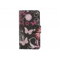 Pochette pour Microsoft Lumia 535 noire papillons roses+ film protection écran