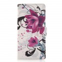 Pochette pour Wiko Rainbow fleurs roses et grises + film protection écran