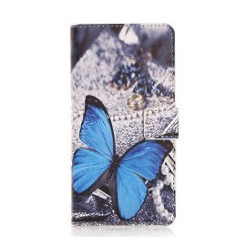 Pochette pour Wiko Rainbow papillon bleu + film protection écran