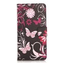 Pochette pour Wiko Highway Signs noire papillons roses + film protection écran