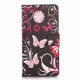 Pochette pour Samsung Galaxy S5 noire papillons roses + film protection écran