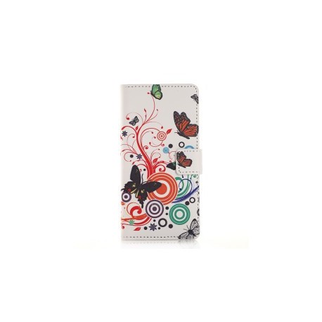 Pochette pour Samsung Galaxy S6 Edge papillons multicolores  + film protection écran