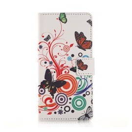 Pochette pour Samsung A7 papillons multicolores  + film protection écran