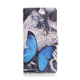 Pochette pour Wiko Ridge Fab 4G papillon bleu